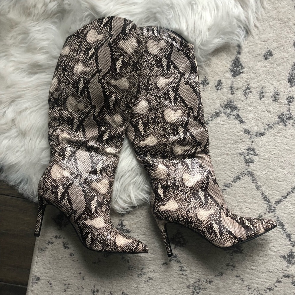 Snakeskin Knee High Boots